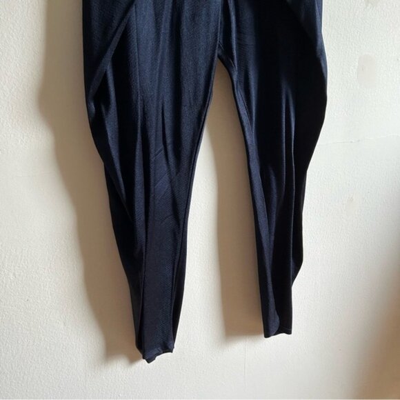 Alexis Dark Navy Blue Satin Elastic Waist Draped Pants - Picture 2 of 11